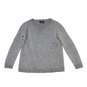 Theory Sweater Women's M‎ Gray Slouchy V Neck Pullover Wool Blend Quiet Luxury